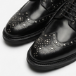 The Roma Handcrafted Black Studded Leather Brogue Derby Shoes for Men