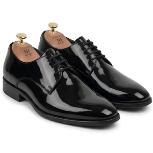The Como Handcrafted Black Patent Leather Derby Shoes for Men