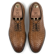 The Venezia Handwoven Tan Leather Oxford Lace-Up Shoes for Men