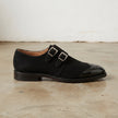 The Laurent Noir Handcrafted Suede and Patent Leather Double Monk Strap Dress Shoes for Men