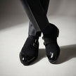 The Laurent Noir Handcrafted Suede and Patent Leather Double Monk Strap Dress Shoes for Men