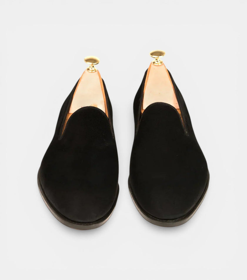 The Ardea Loafers - Handcrafted Black Suede Leather Loafers for Men