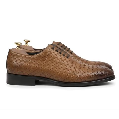 The Venezia Handwoven Tan Leather Oxford Lace ups for Men