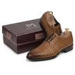 The Venezia Handwoven Tan Leather Oxford Lace-Up Shoes for Men