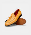 The Tuscany Loafers - Handcrafted Yellow Ostrich-Texture Leather Loafers for Men