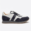 The Anzio Navy Retro Sneakers - Handcrafted White Leather & Blue Suede Leather Casual Sneakers for Men