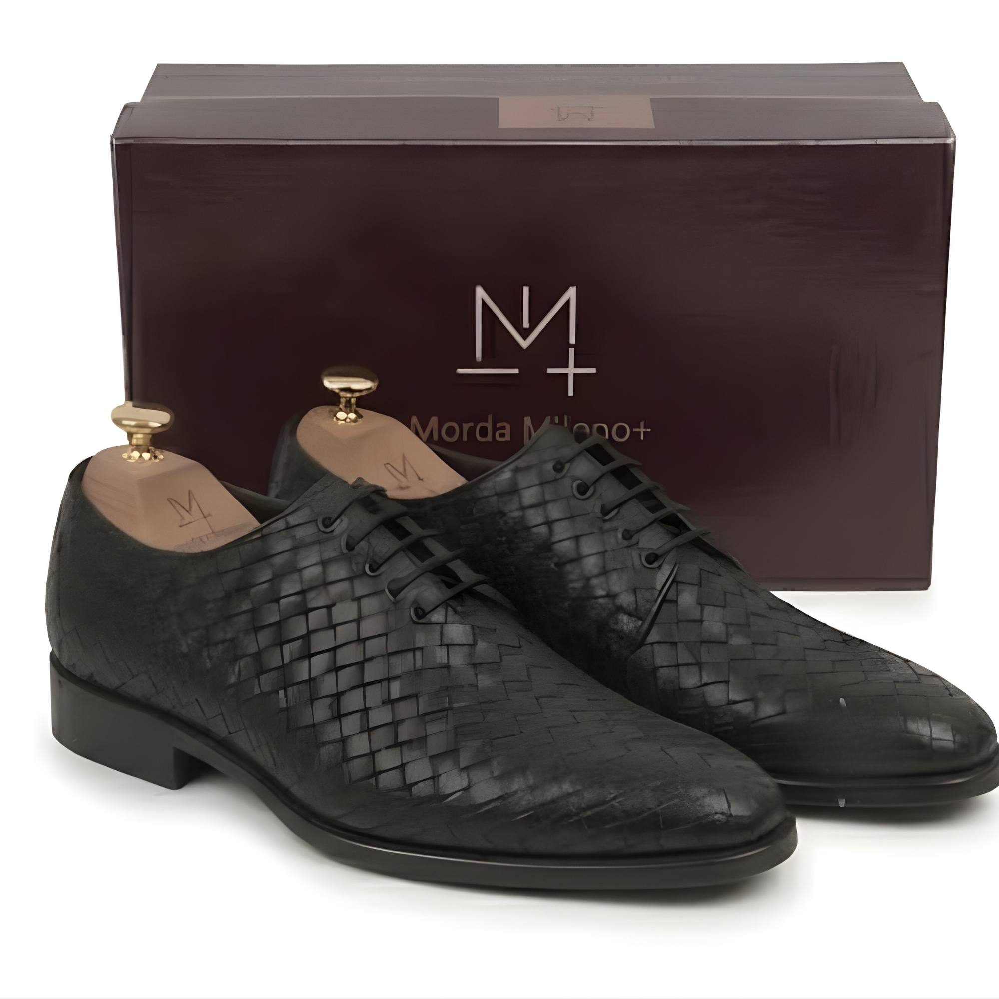 The Venezia Handwoven Tan Leather Oxford Lace-Up Shoes for Men