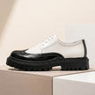 The Jackson Handcrafted Black and Ivory Leather Wingtip Brogue Derby Shoes with Lug Sole for Men
