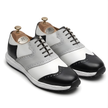 The Portofino Handcrafted Black & White Leather Brogue Sneakers for Men