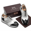 The Portofino Handcrafted Black & White Leather Brogue Sneakers for Men
