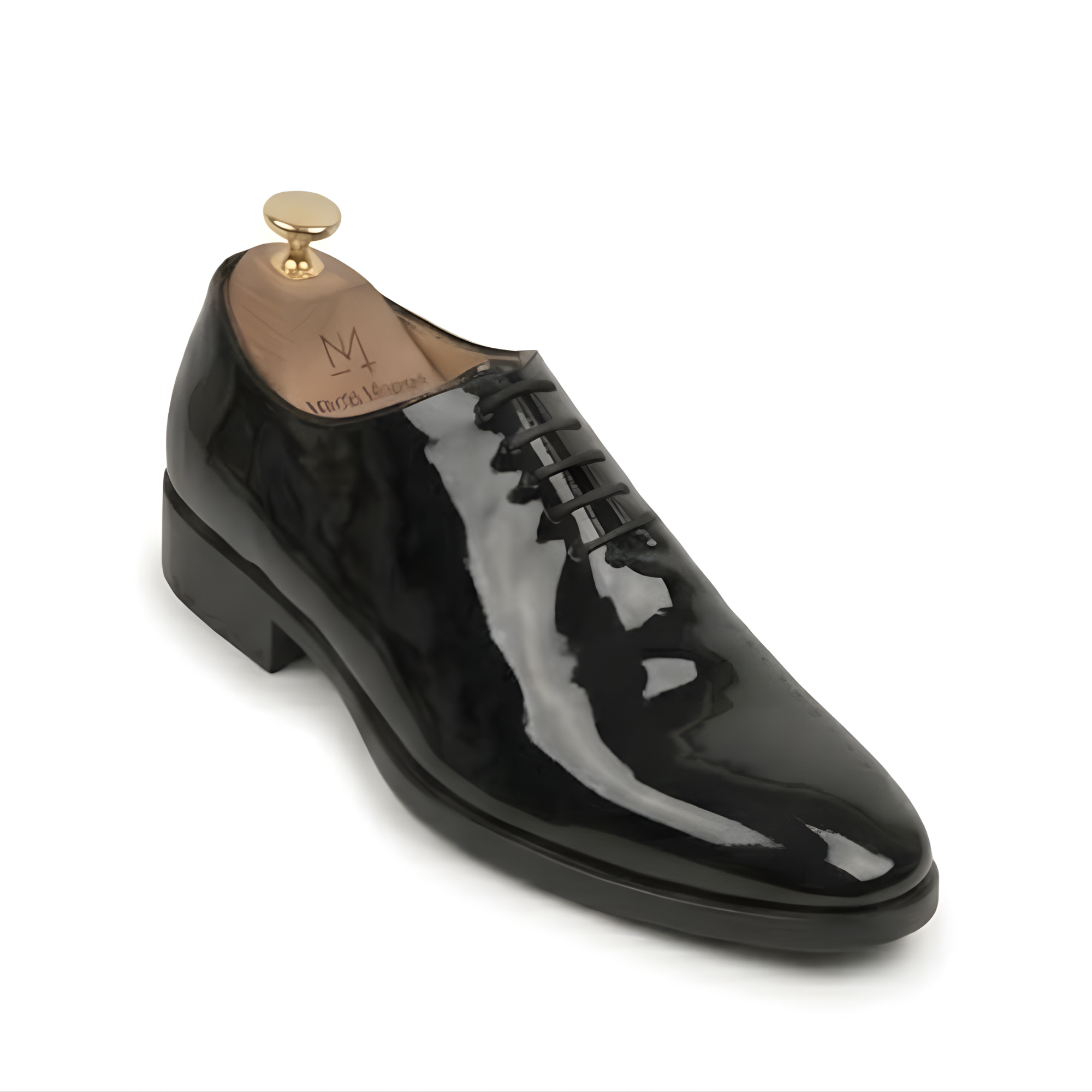 The Casoria Handcrafted Black Patent Leather Wholecut Oxford Lace up shoes for Men