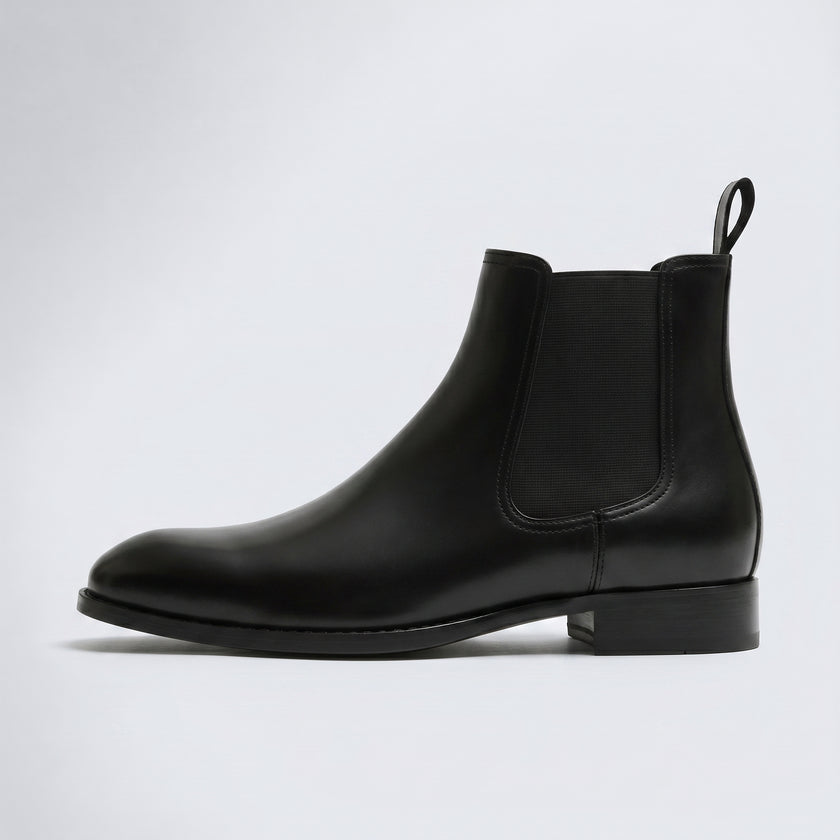 The Marcellus Handcrafted Black Leather Chelsea Ankle Boots for Men