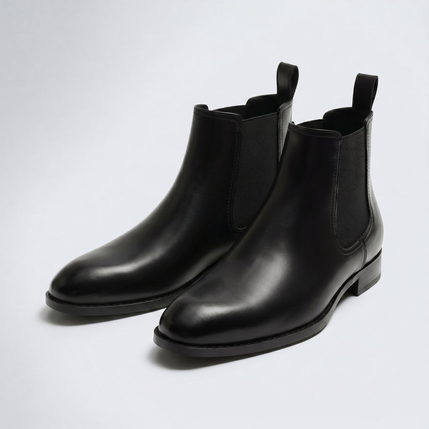 The Marcellus Handcrafted Black Leather Chelsea Ankle Boots for Men