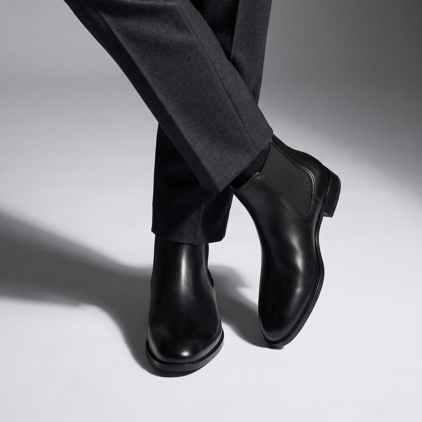 The Marcellus Handcrafted Black Leather Chelsea Ankle Boots for Men