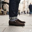 The Verona Espresso – Handcrafted Dark Brown Suede Single Monk Strap Shoes with Elegant Apron Toe Detailing for Men