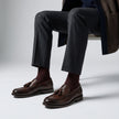 The Rimini Handcrafted Moccasin stitch Espresso Brown Leather Tassel Loafers for Men