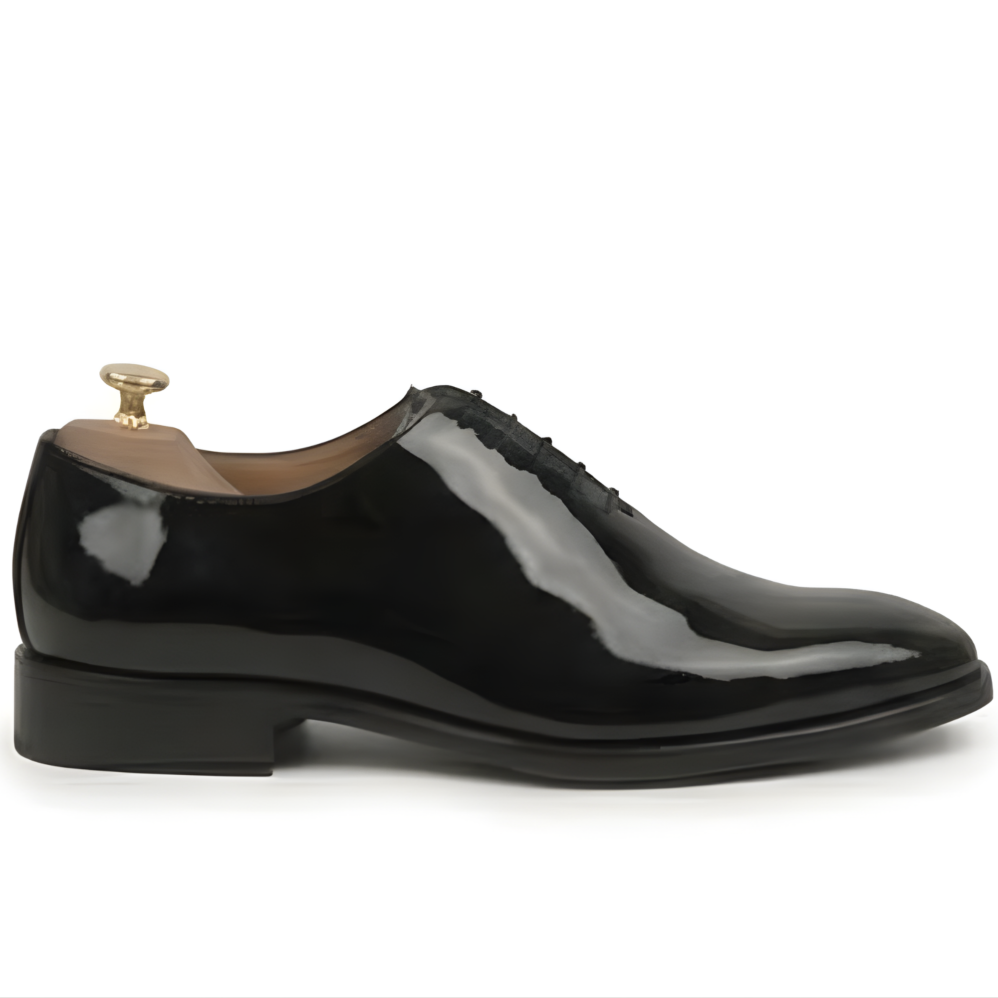 The Casoria Handcrafted Black Patent Leather Wholecut Oxford Lace up shoes for Men