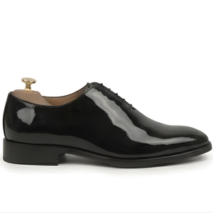 The Casoria Handcrafted Black Patent Leather Wholecut Oxford Lace ups for Men
