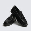 The Rimini Handcrafted Moccasin stitch Black Leather Tassel Loafers for Men