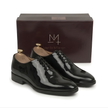 The Casoria Handcrafted Black Patent Leather Wholecut Oxford Lace up shoes for Men