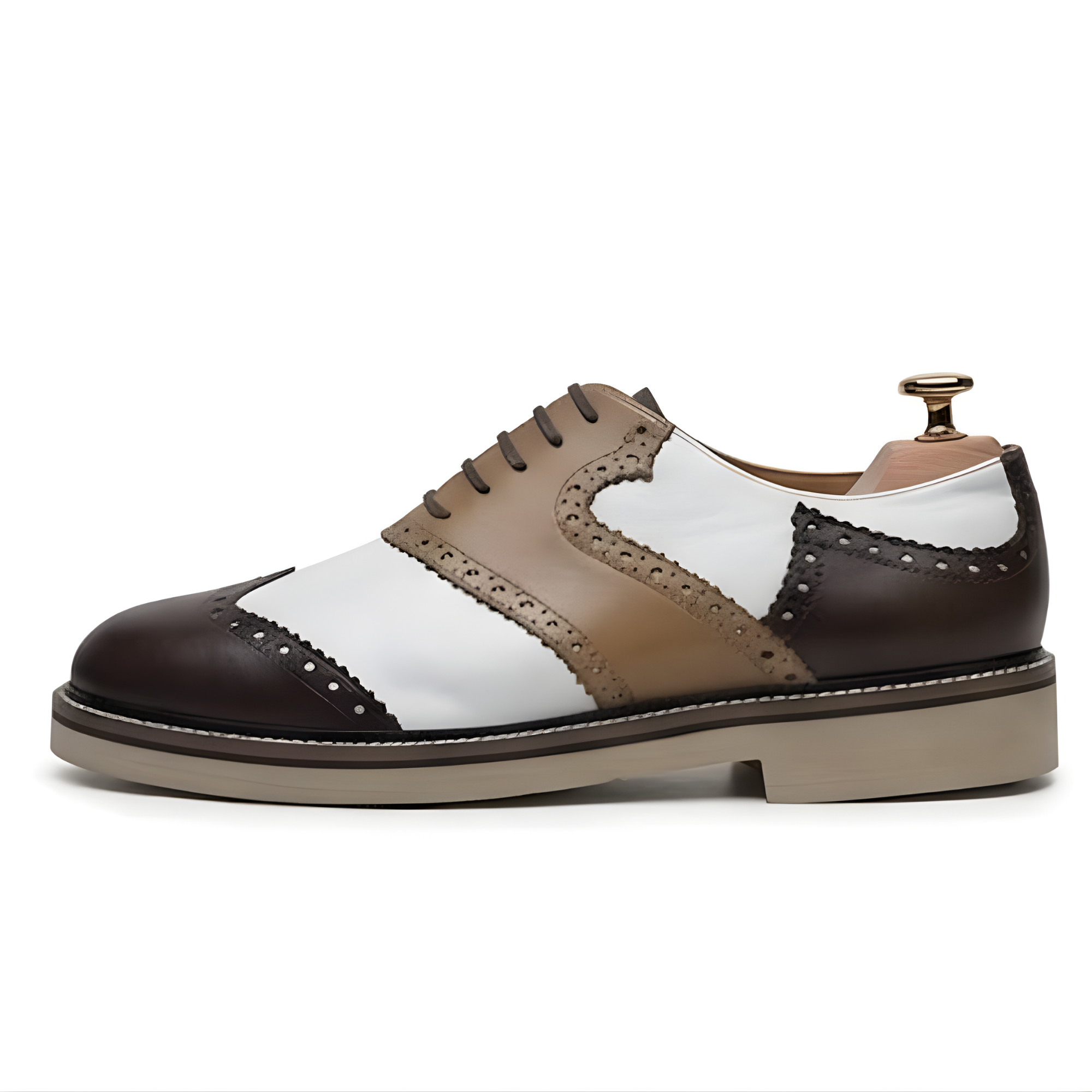 The Portofino Brown, White & Taupe Leather Oxford Lace ups for Men