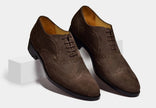 The Savelli Handcrafted Brogue Refined Chocolate Suede Derby Shoes for men