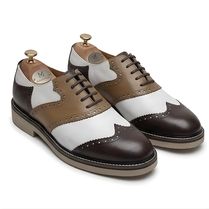 The Portofino Brown, White & Taupe Leather Oxford Lace ups for Men