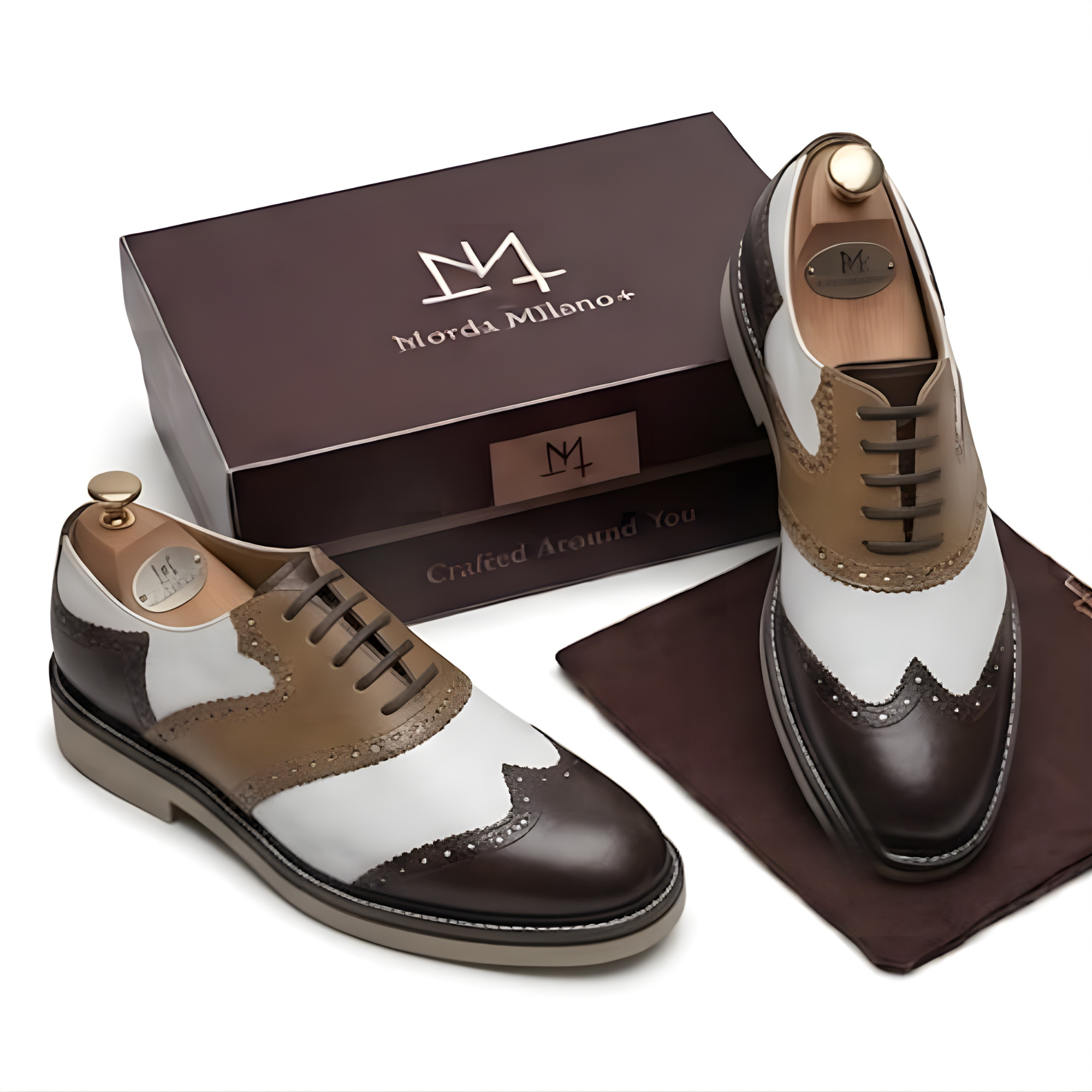The Portofino Brown, White & Taupe Leather Oxford Lace ups for Men