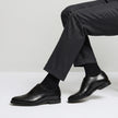 The Varese Handcrafted Black Leather Cap-Toe Lace-Up Derby Shoes with Rugged Lug Sole for Men