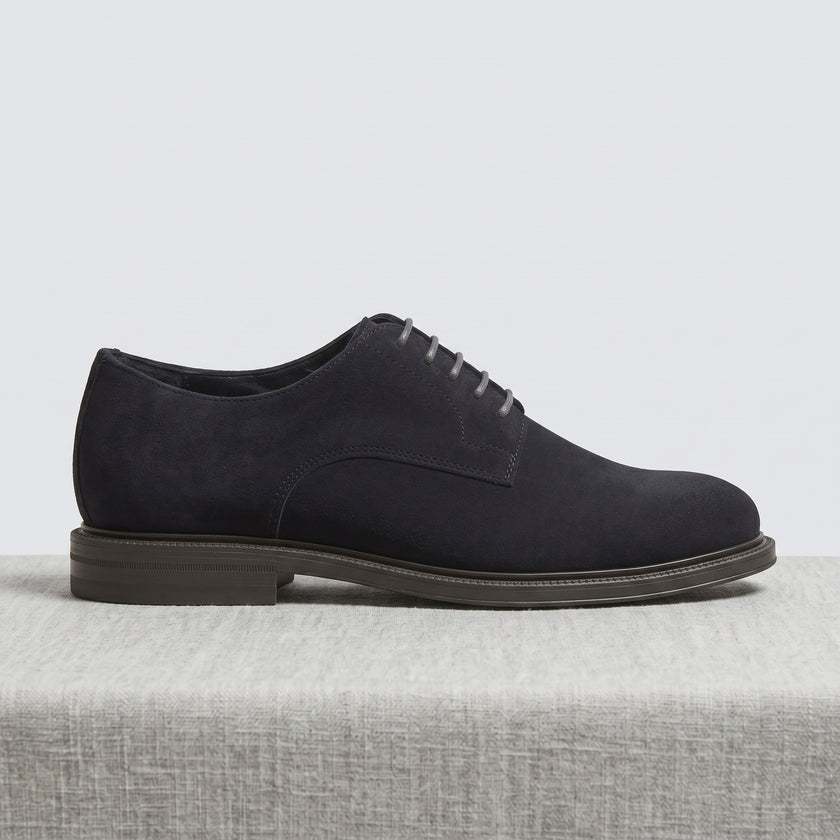 The Montreux Handcrafted Midnight Navy Suede Leather Derby Shoes for Men