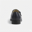 The Milano Navy Handcrafted Navy Blue Leather and Black Crocodile-Embossed Double Monk Strap Shoes for Men