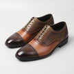 The Bellagio Handcrafted Two-Tone Cognac and Espresso Brown Cap Toe Brogue Oxford Shoes for Men – Elegant Lace-Up Formal Dress Footwear