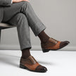 The Bellagio Handcrafted Two-Tone Cognac and Espresso Brown Cap Toe Brogue Oxford Shoes for Men – Elegant Lace-Up Formal Dress Footwear
