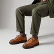 The Bellagio Handcrafted Tan Suede and Leather Wingtip with Refined Moc Toe Derby for Men