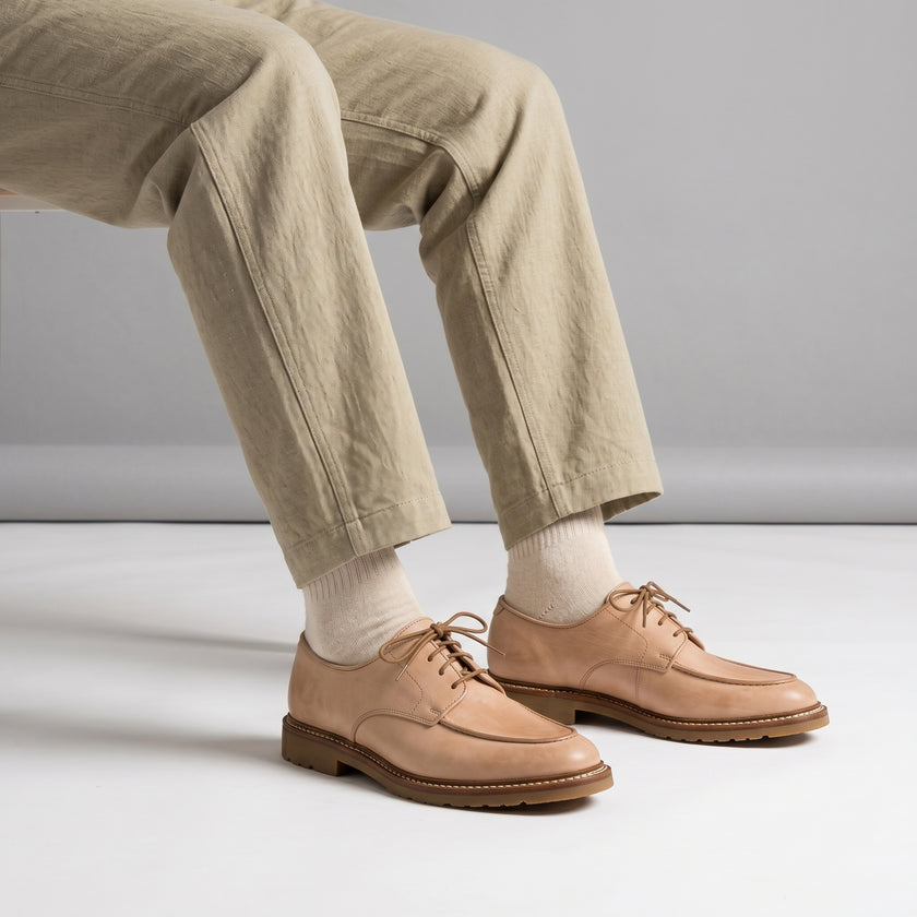 The Noto Handcrafted Sandstone Leather wholecut Oxfords for Men