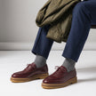 The Valerio Bordeaux Leather Lace-Up Loafers – Refined Artisan Design with a Rich Burgundy Finish and Distinctive Heritage Sole