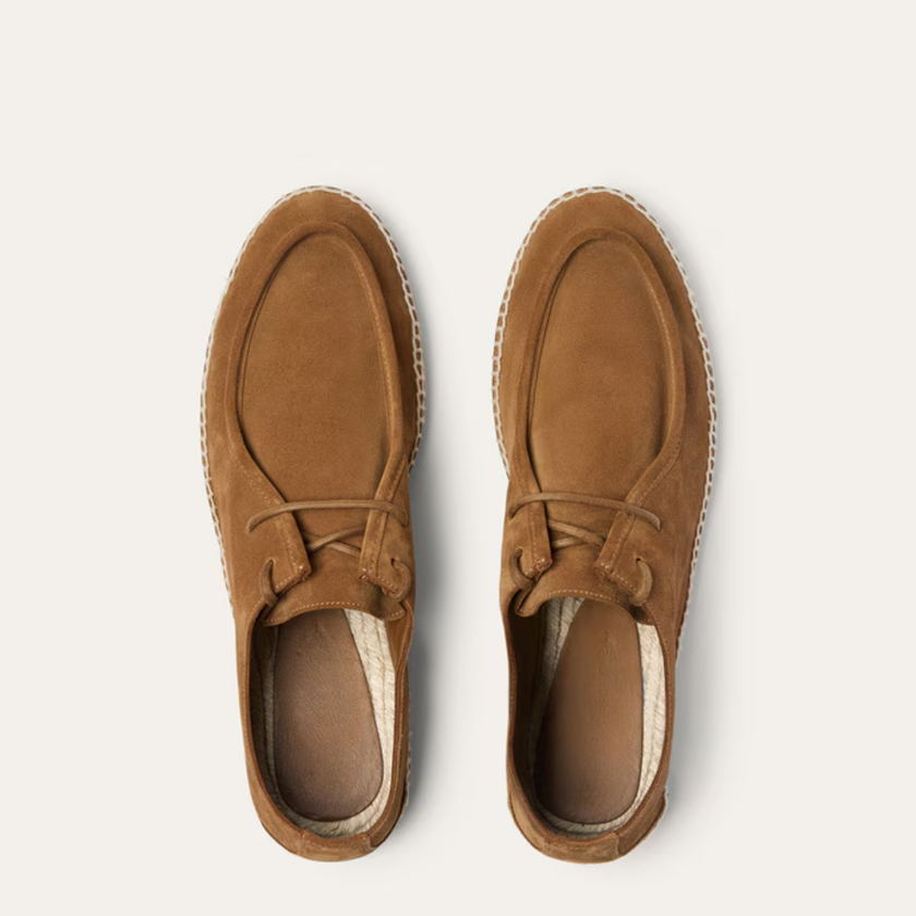 The Capri Cream and Brown Suede Leather Espadrille Loafers Shoes for Men