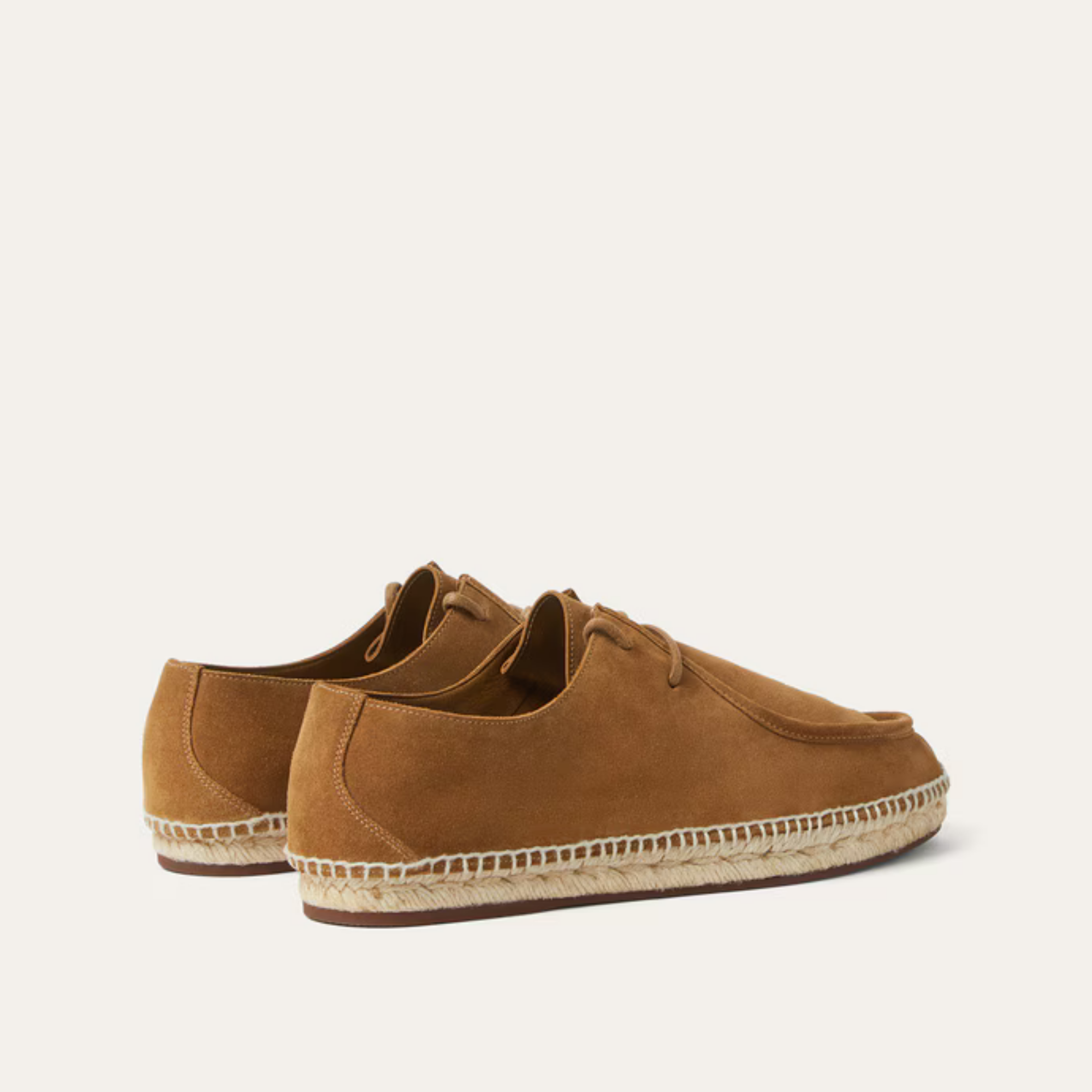 The Capri Cream and Brown Suede Leather Espadrille Loafers Shoes for Men