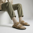 The Lume Sandstone Handcrafted Suede leather Dual-Strap Design, Sculpted Footbed & Contemporary Minimalist Silhouette Comfort Sandals for Men