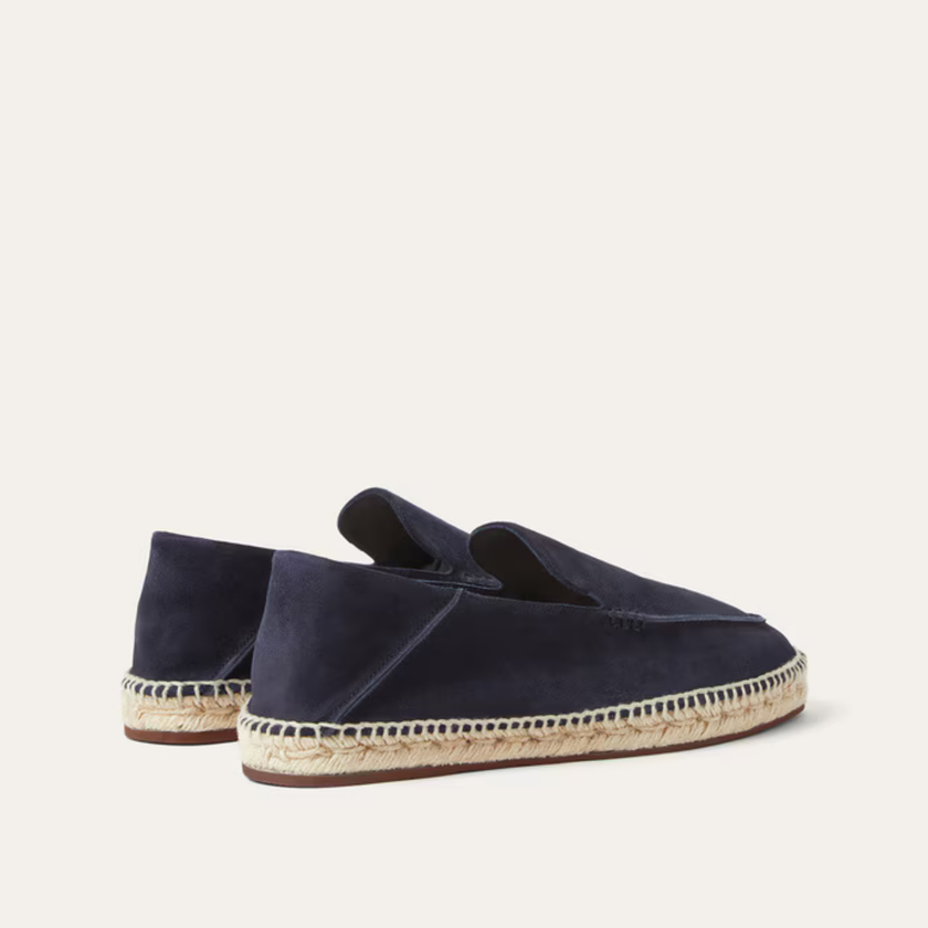 The Capri Notte Navy and Burnt Red Suede Espadrille Loafers for Men