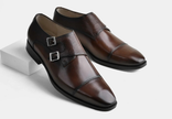 The Milano Espresso Handcrafted Brown Leather and Crocodile-Embossed Double Monk Strap Shoes for Men