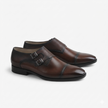 The Milano Espresso Handcrafted Brown Leather and Crocodile-Embossed Double Monk Strap Shoes for Men