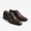 The Milano Espresso Handcrafted Brown Leather and Crocodile-Embossed Double Monk Strap Shoes for Men