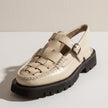 The Valerio Handcrafted Artisan Cream Leather Refined Open-Weave Slingback Shoes with Chunky Lug Sole Sandals for Men
