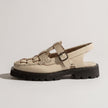 The Valerio Handcrafted Artisan Cream Leather Refined Open-Weave Slingback Shoes with Chunky Lug Sole Sandals for Men