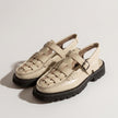 The Valerio Handcrafted Artisan Cream Leather Refined Open-Weave Slingback Shoes with Chunky Lug Sole Sandals for Men