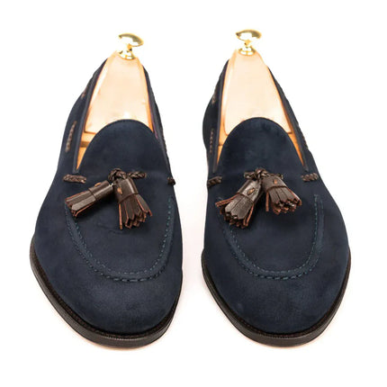 The Cesena Loafers - Handcrafted Navy Suede Loafers for Men