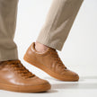 The Aurelio Hancrafted Caramel Leather Low-Top Sneakers Refined Everyday Footwear with Contemporary Appeal