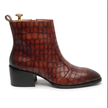 The Trani Handcrafted Burgundy Croc-Embossed Leather Chelsea Boots for Men