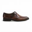 The Torino Cognac Handcrafted Brown Leather Single Monk Strap Formal Shoes for Men